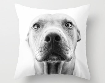 black and white dog pillow