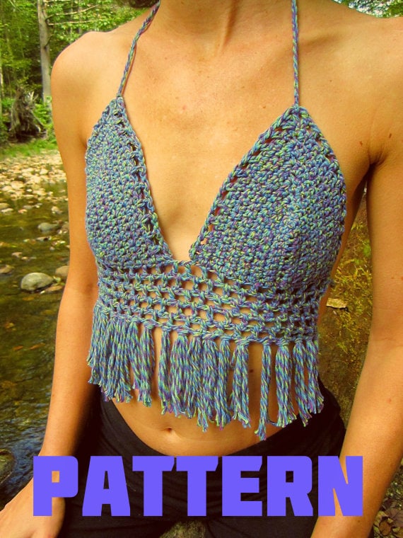 PATTERN: Hippie Fringe Crochet Hippie Bohemian Boho Bikini