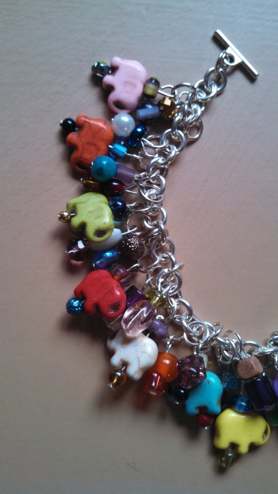 Elephant charm bracelet on Etsy