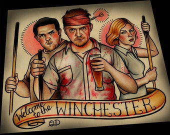 Shaun of The Dead Tattoo Flash Art Print