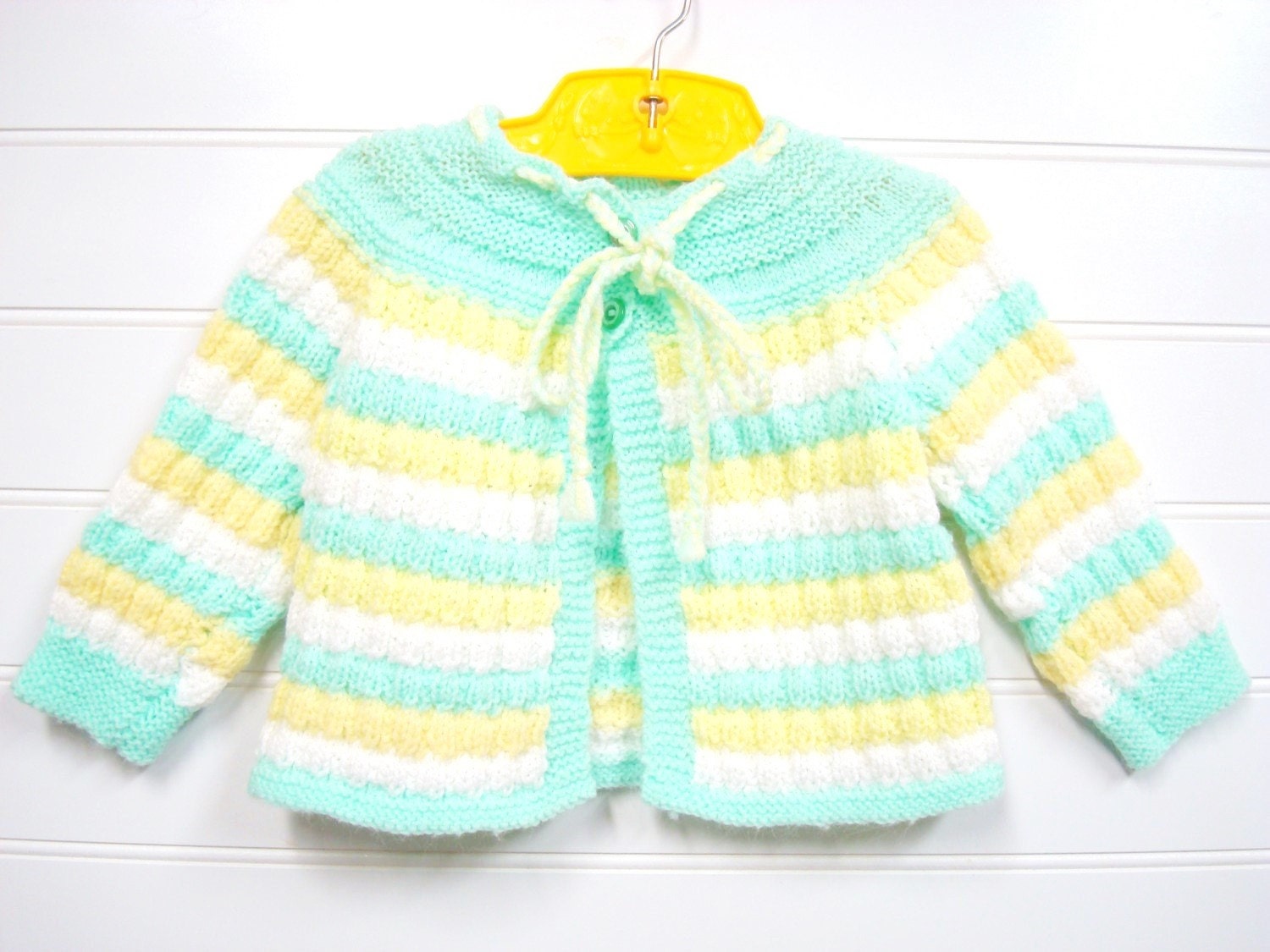 Handmade Baby Girl Sweater Baby Girl Sweater Green yellow