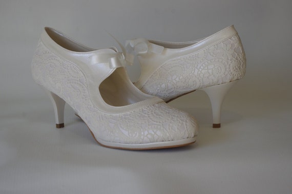 Salsa dance lace ivory wedding shoe #7011