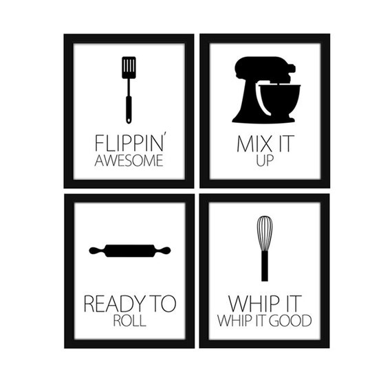 Modern Kitchen Silhouette Printable Wall Art Set Wall Decor