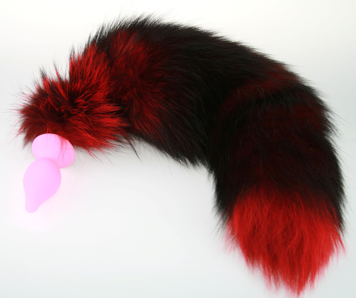 XL Real Fur Red & Black Fox Tail with Silicone Plug MATURE Fox
