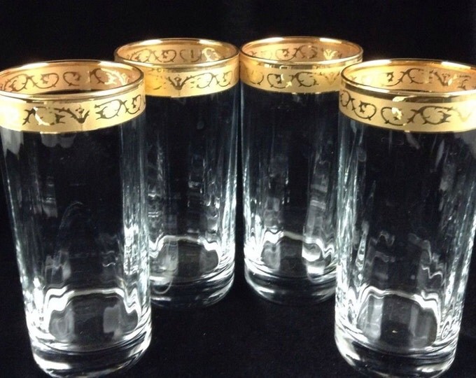 Cocktail Tumblers, 22 K Gold Rim Cocktail Glasses, Gold Rimmed Cocktail Glasses, Highballs Glasses, Gift For Him, Gift For Dad