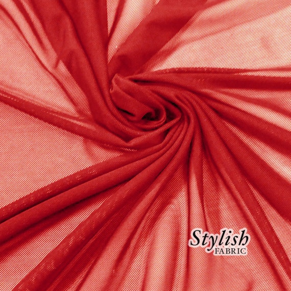 Red Nylon Power Mesh Fabric by the Yard Soft by StylishFabric
