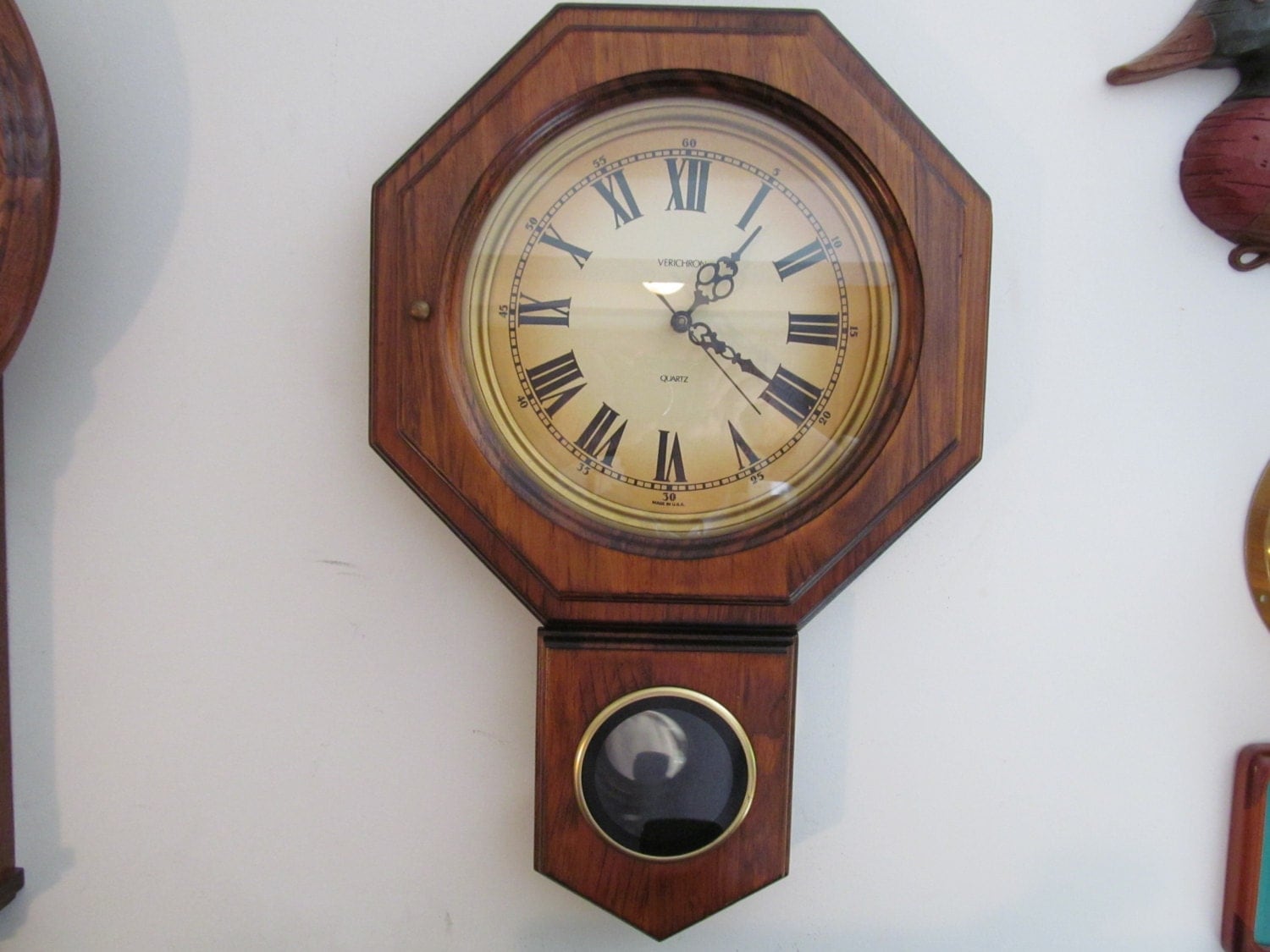 Vintage Wall Clock with Pendulum by Verichron Made by KlockWize