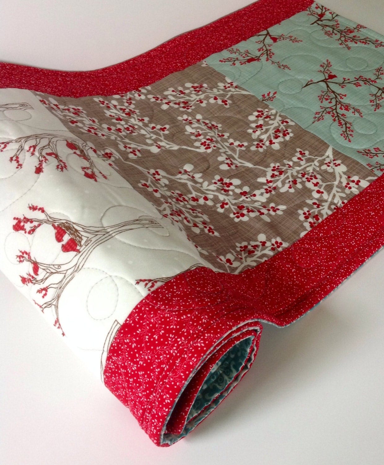 Winter Table Runner Rustic Quilted Table Runner Christmas