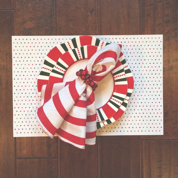 Items similar to Christmas Polkadots Paper Placemats on Etsy