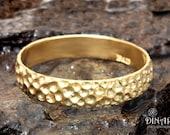 14k Honeycomb Gold ring, Textured wedding band, Hammered 14k Yellow Gold , rose gold ,men's single band ,Handmade women's wedding ring