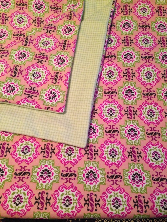 Swaddle Blanket Burp Cloth Set Pink Purple Green