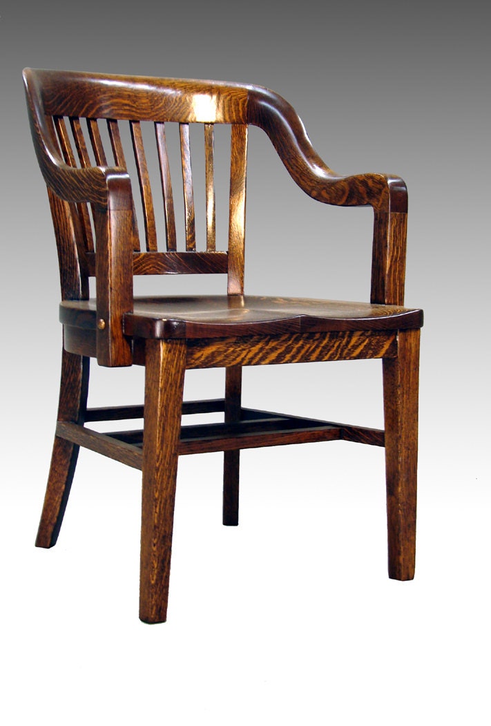 15714 Oak Curved Back Barrister Arm Chair