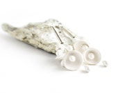 White earrings porcelain jewelry - like a flower handmade earrings - wedding earrings, silver buckles - unique handmade