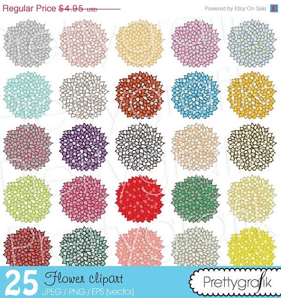 60% OFF SALE 25 flower clipart commercial use, vector graphics, digital clip art, digital images - CL499 Il_570xn