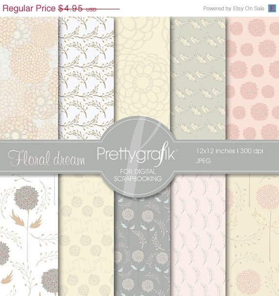 60% OFF SALE flowers digital paper, commercial use, scrapbook papers, background - PS536 Il_570xn
