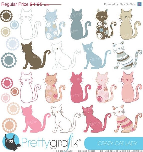 60% OFF SALE Cat clipart commercial use, vector graphics, digital clip art, digital images - CL300 Il_570xn