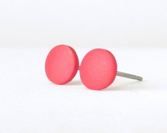 Red studs, matte red earrings, unisex earrings, matte red studs, red posts, red stud earrings, mens earrings, mens studs