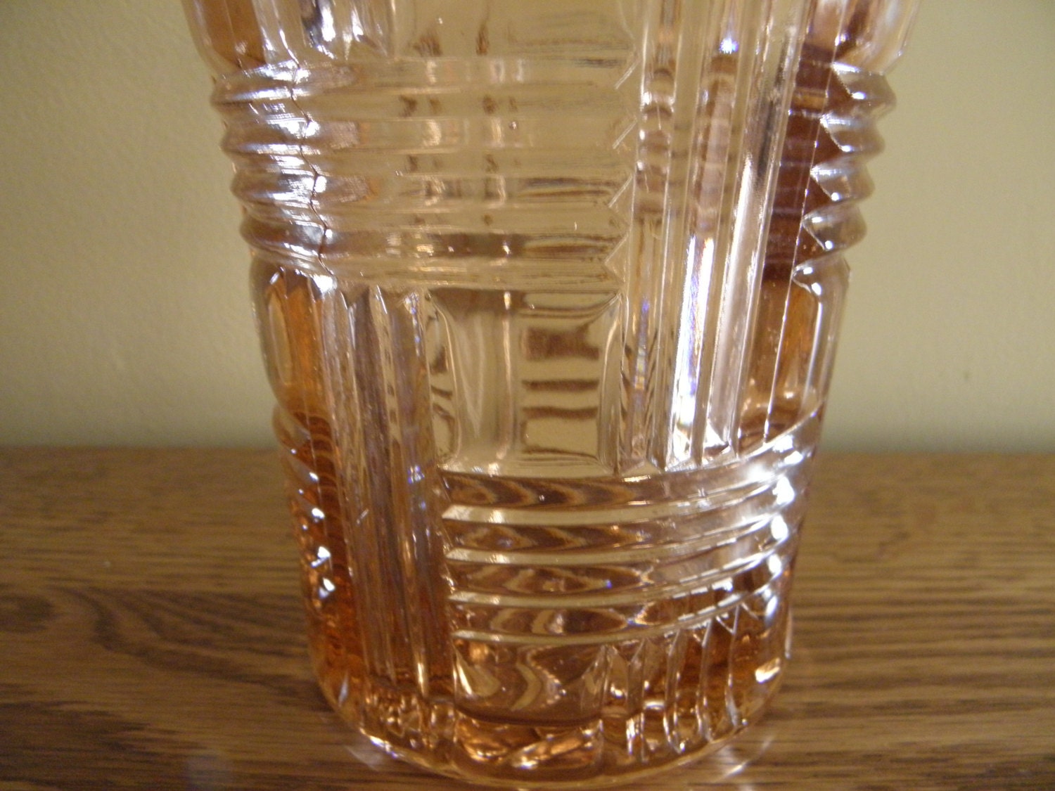 Anchor Hocking Prismatic Pink Depression Glass Vase by JudiJumble
