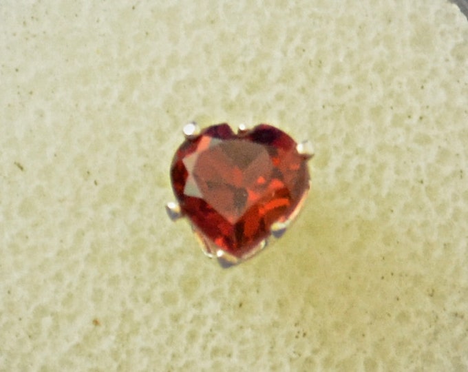 Garnet Heart Earrings, 6mm Heart Shape, Natural, Set in Sterling Silver E305