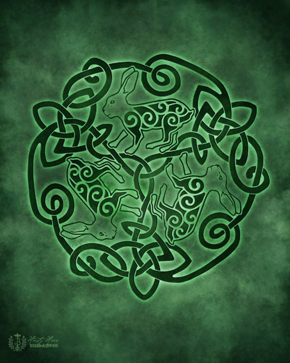 Hasty Hare Celtic Hare Triskele Knotwork Pagan Wiccan Print