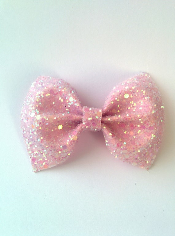 Mini Pastel Pink Glitter Bow / Pink Glitter Bow / Glitter