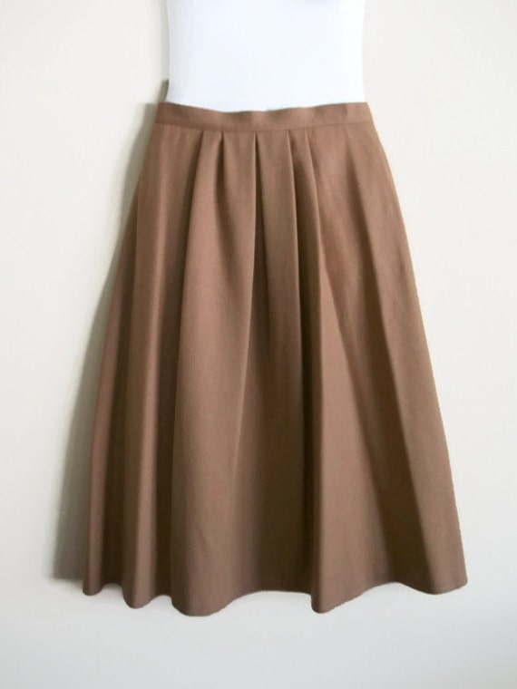 vintage long camel a-line wool maxi skirt tan/light