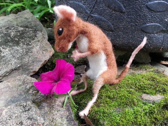 Needle Felted Brown Mouse Poseable Soft Sculpture by MyBuddyBling