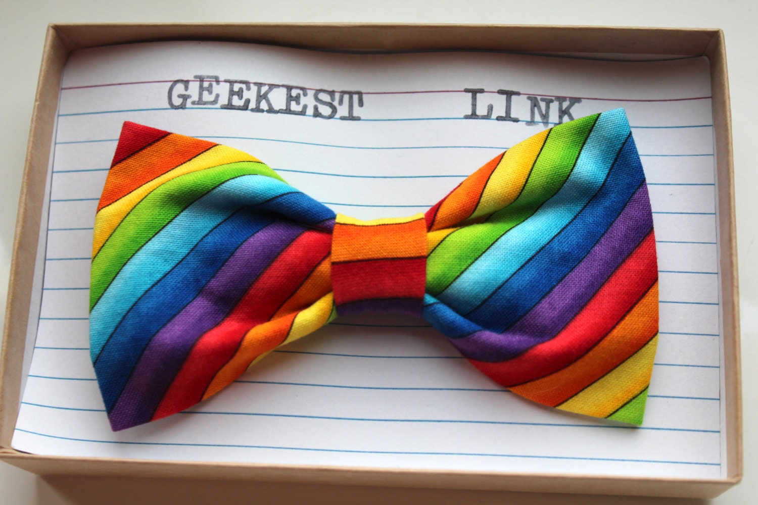 Bright Rainbow Bow Tie Clipon