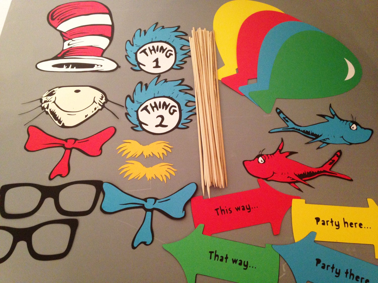 20 pc Cat in the Hat Photobooth Props Dr. Seuss Photo Props