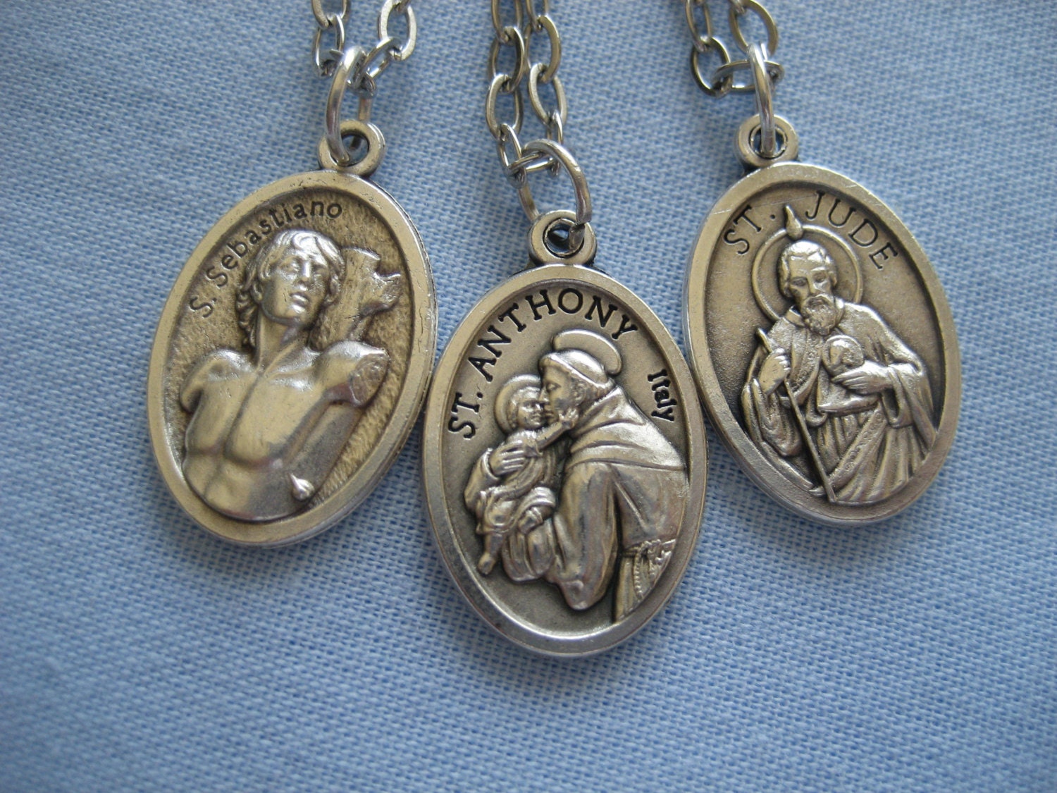 Patron Saint Necklace St. Jude St. Anthony St. Sebastian