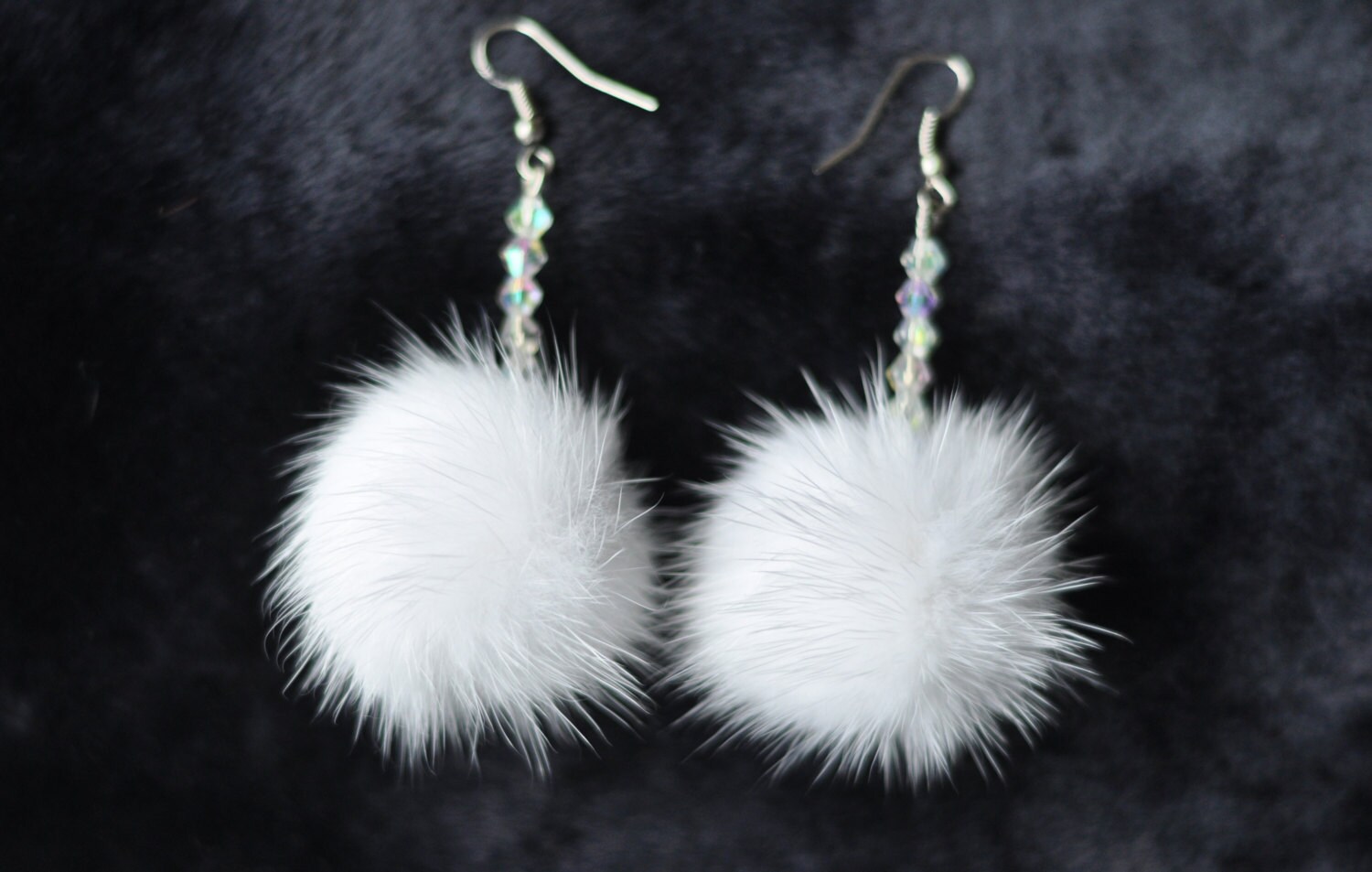 White mink fur earrings for every day