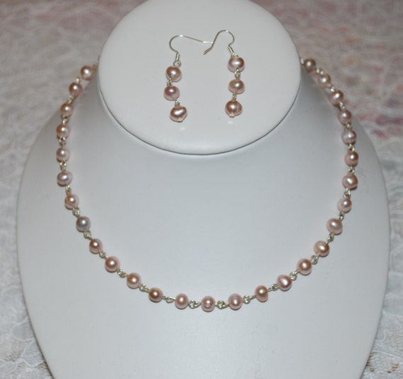 Freshwater Pearl Necklace And Earring Set