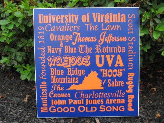 Virginia UVA The University of Virginia sign Cavaliers