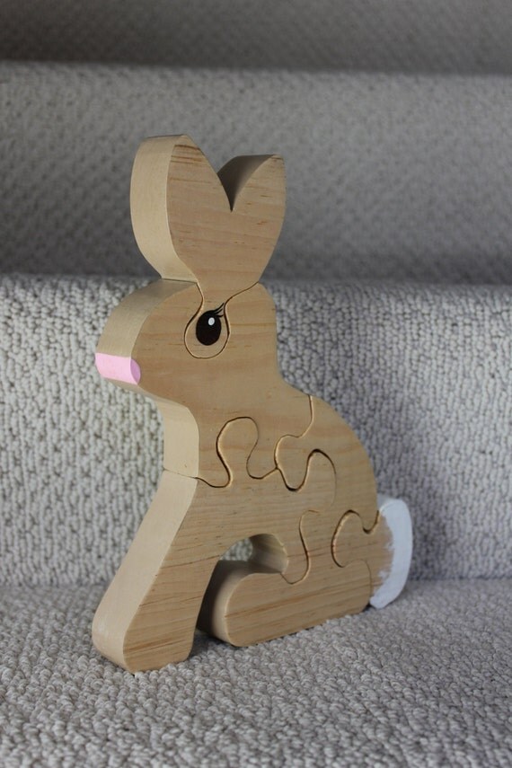 Bunny Rabbit Wooden Puzzle handcrafted wood puzzle