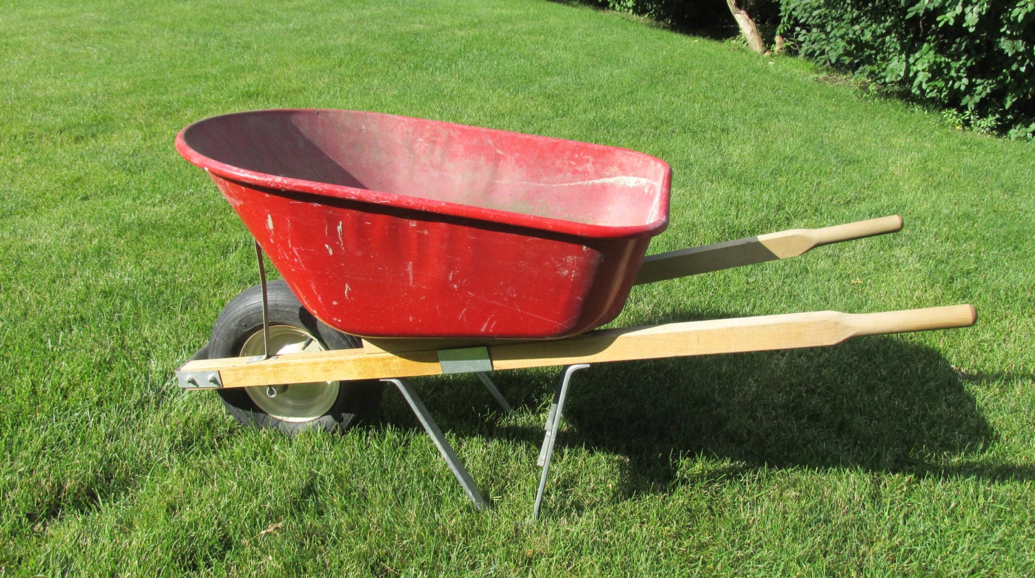 red metal tub WHEELBARROW wheel barrow 6cuft 60inLong x