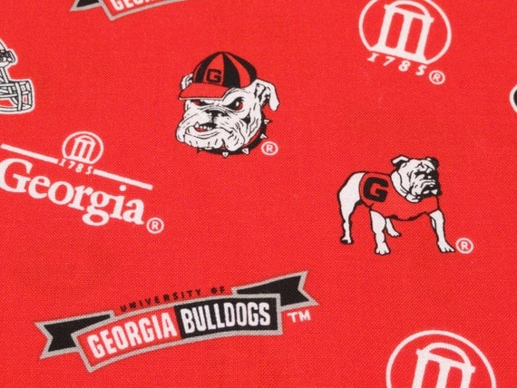 Items similar to Cotton Fabric UGA University of Georgia Team Bulldog ...