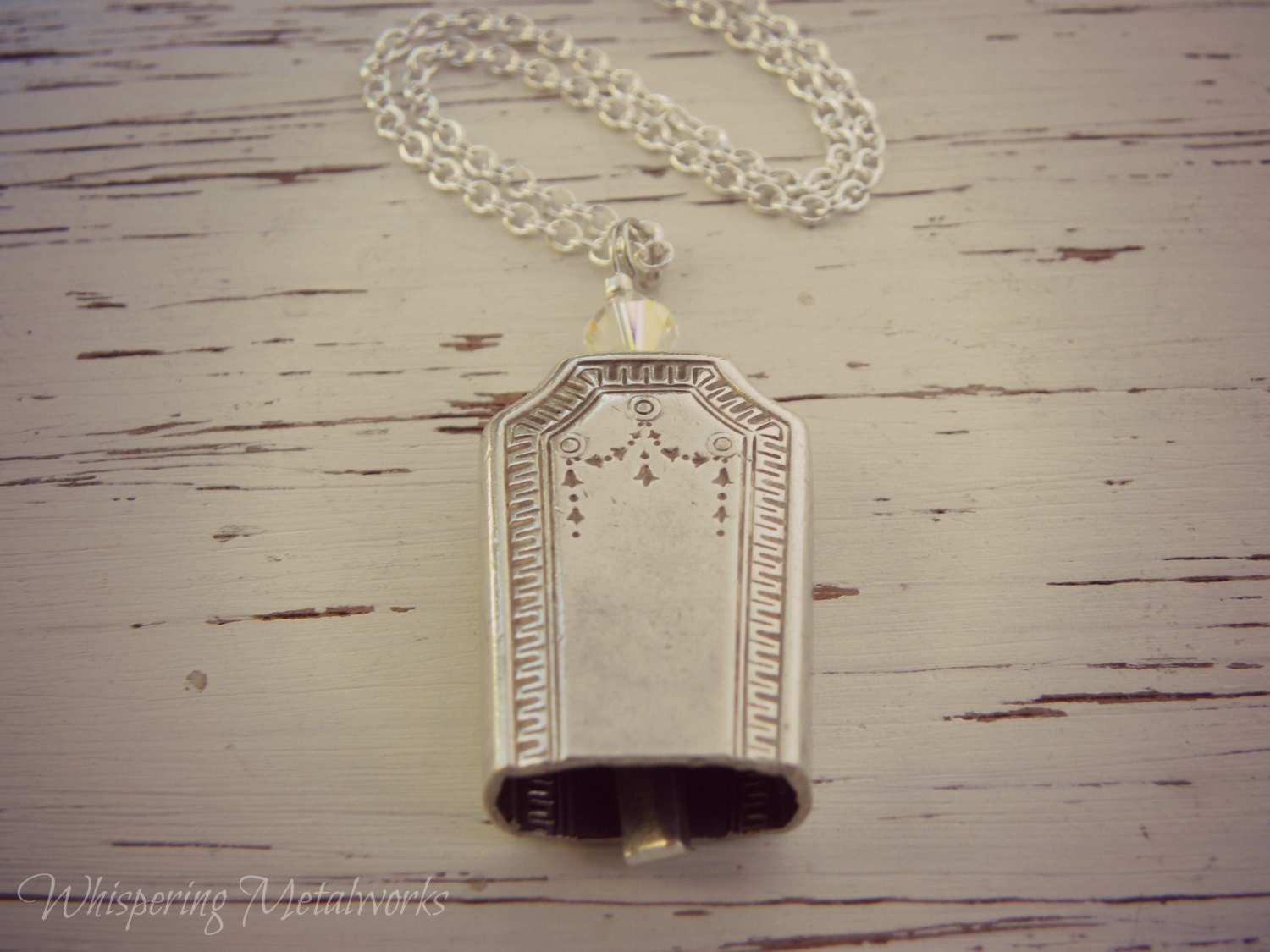 Knife handle necklace bell silver plated by WhisperingMetalworks