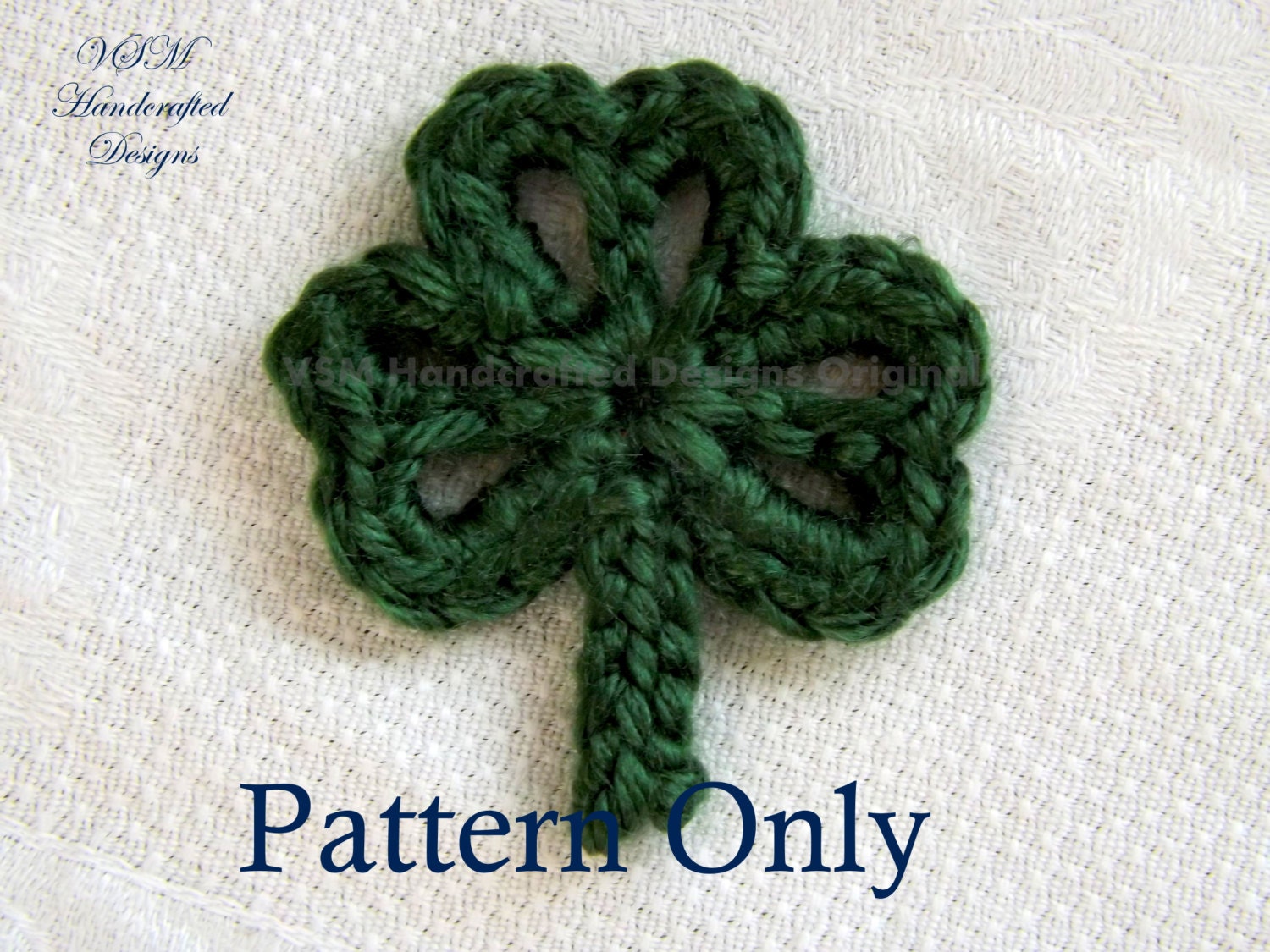 Three Leaf Clover Applique Crochet Pattern Crochet Shamrock