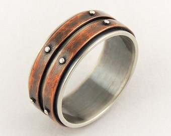 Men's wedding band ring - men engagement ring,silver copper ring,men ...