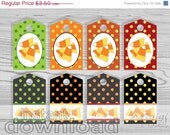 ON SALE 50 % OFF candy corn polka dot gift tag, Halloween colors, printable front and back side, hang label / tag instant download Pdf file, Il_170x135