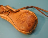Handmade Swedish retro vintage 1960s small tan Laplander reindeer leather purse in good used condition
