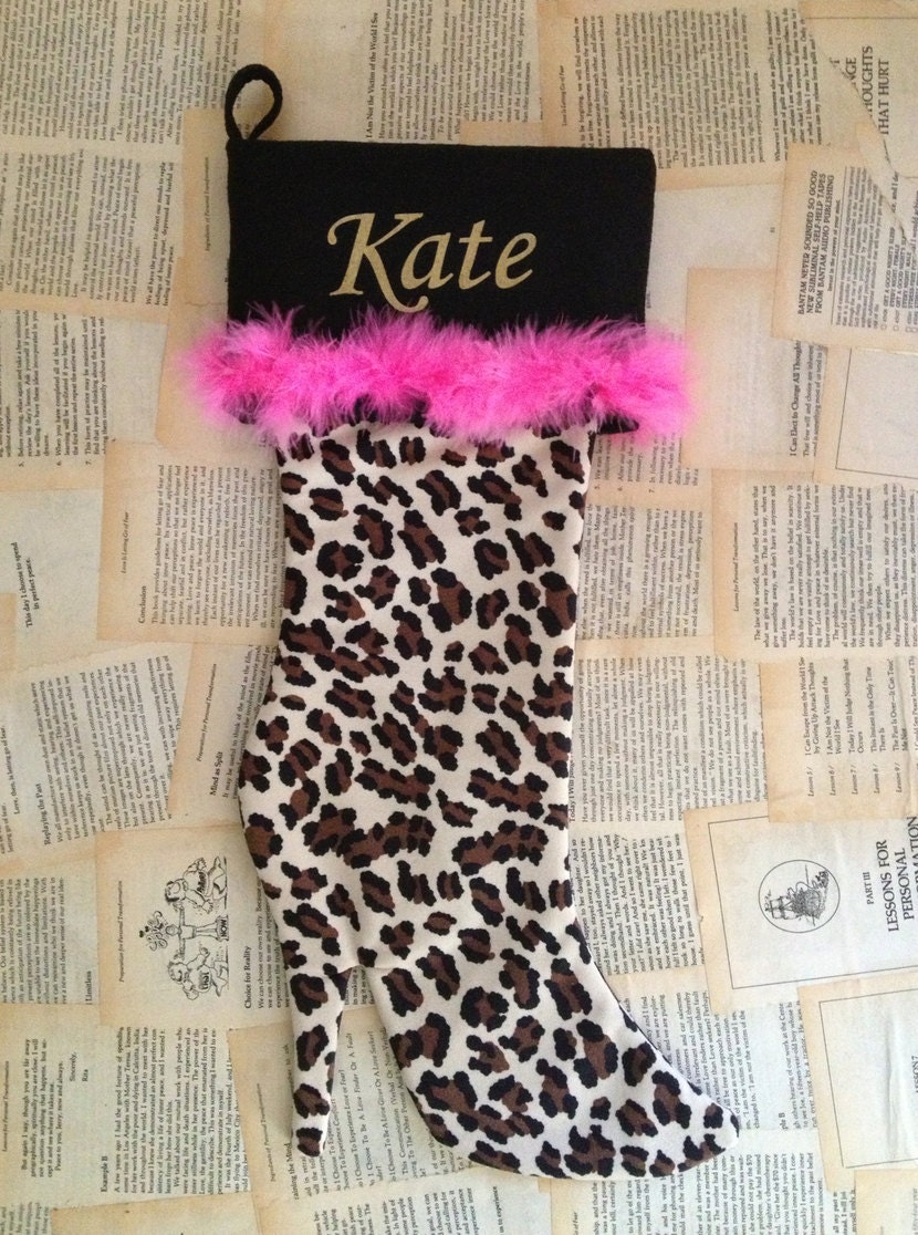 custom Christmas stocking animal print cheetah print