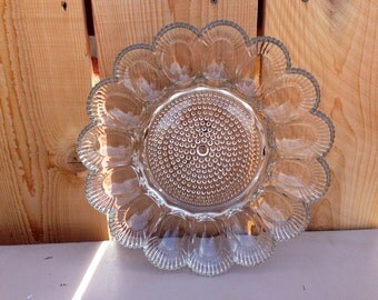 Vintage Clear Indiana Glass Deviled Egg Plate