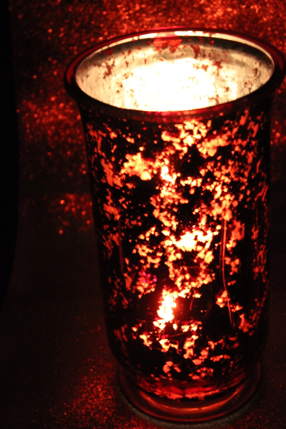 RED MERCURY Glass Hurricane Vase Tinted by FlamesAndFrames on Etsy