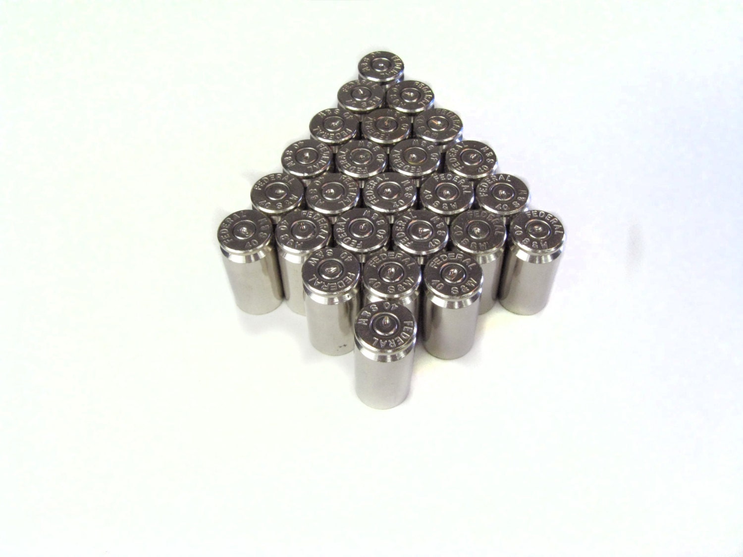 40 Caliber Nickel Plated Brass Bullet Cases 25 by BulletsNBeads