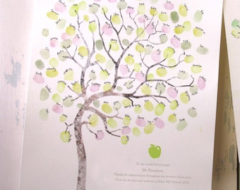 LARGE A3 Fingerprint tree teachers appreciation gift, class guestbook, classroom gift, teacher thank you, graduation gift, gift from class