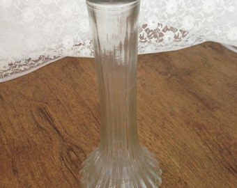 Hoosier glass vase, clear glass, 9"