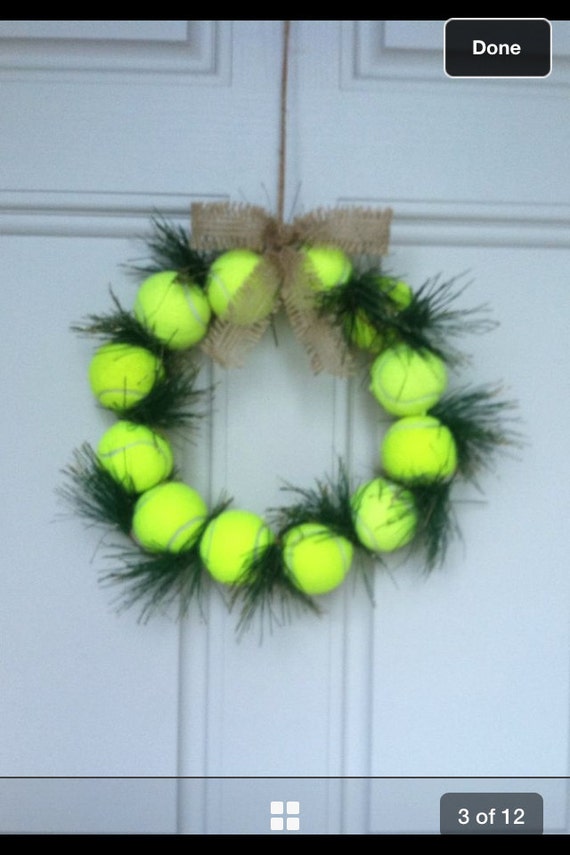 Tennis Ball Wreath Home Living Decor Burlap Ribbon Twine