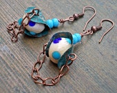 Rustic Boho Lampwork earrings Verdigris earrings Blue Ivory Bohemian dangles Gypsy Hippie Tribal Boho jewelry Rustic Boho Lampwork earrings Verdigris earrings Blue Ivory Bohemian dangles Gypsy Hippie Tribal Boho jewelry