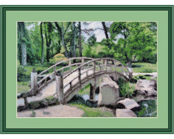 Serenity, Cross Stitch Kit Landscape, forest, park, bridge